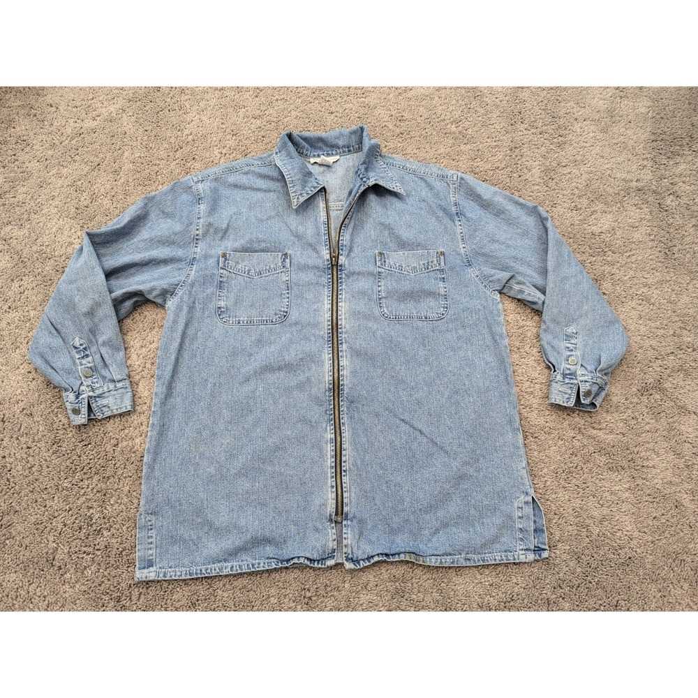 Vintage New York Jeans Denim Shirt Women's Large Blue Denim Long Sleeve